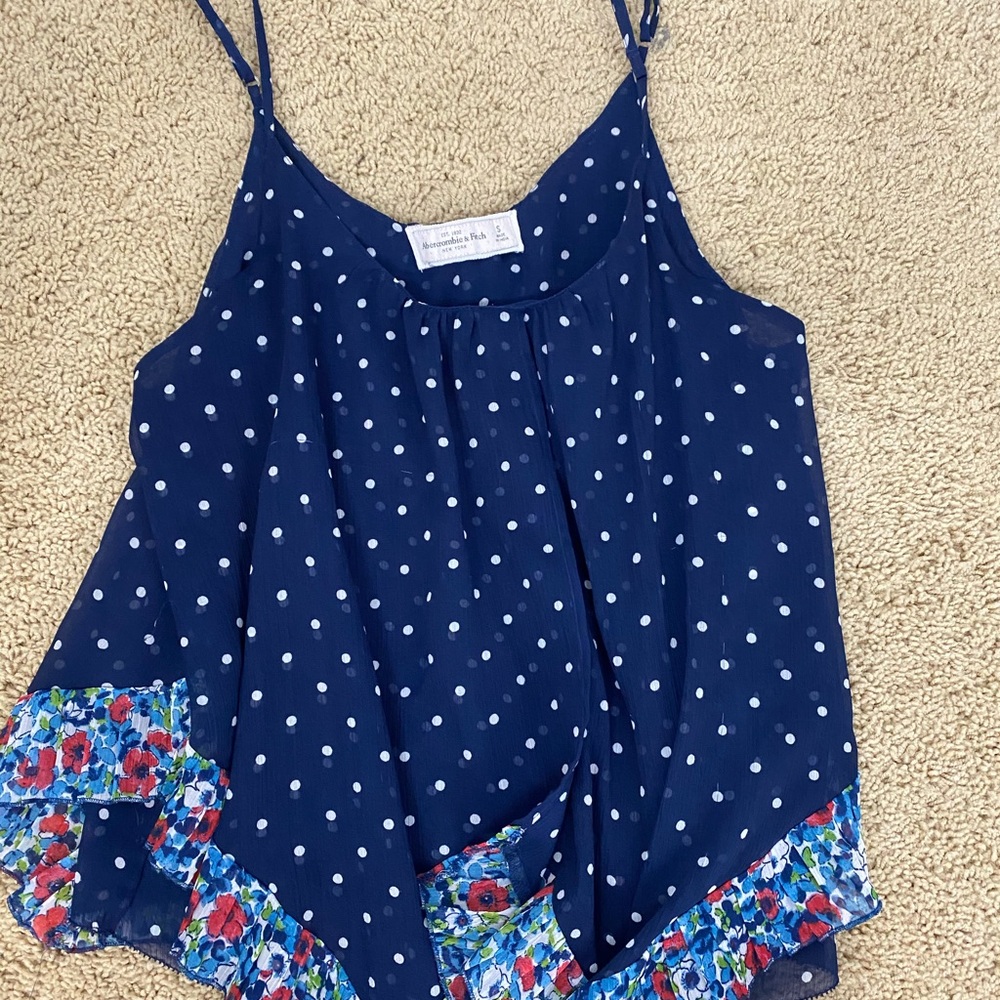 Abercrombie and Fitch blue polka dot floral tank